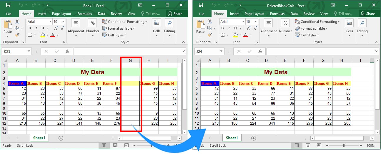 Xóa các cột trống trong Excel bằng Python