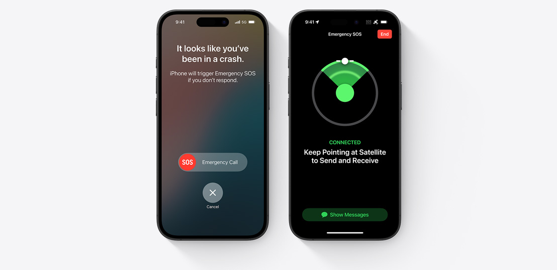 Three screens featuring different iPhone safety features.