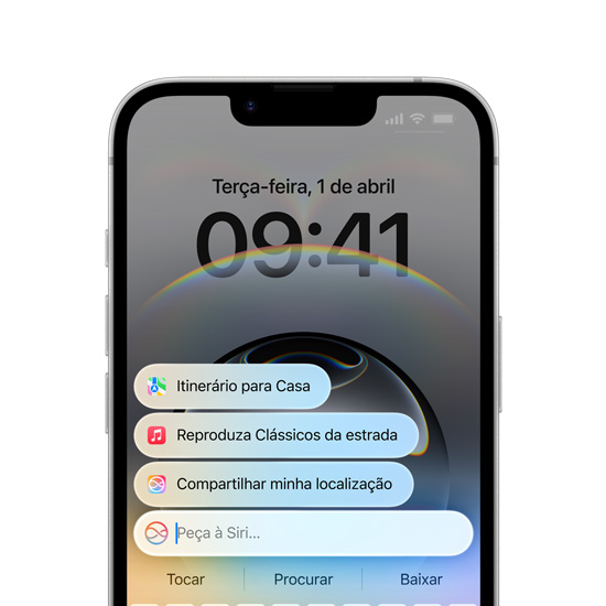 iPhone 16e mostrando uma janela pop-up de texto da Siri com instruções sobre como programar o envio de uma mensagem de texto para mais tarde.