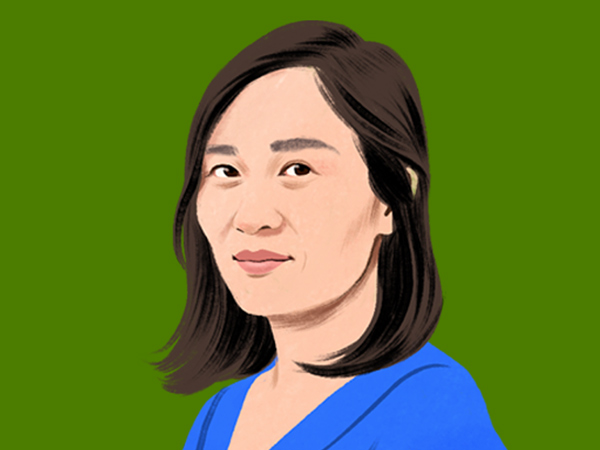 Xu 的人像插圖,她自信地微笑望向讀者。