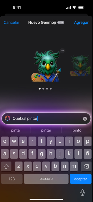 Pantalla que muestra un Genmoji