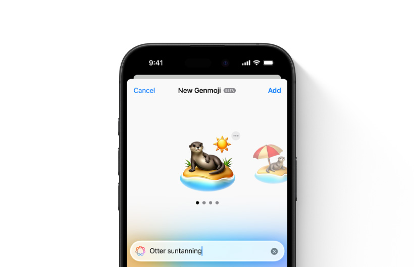 Preview of a custom Genmoji based on the prompt, rainbow cactus