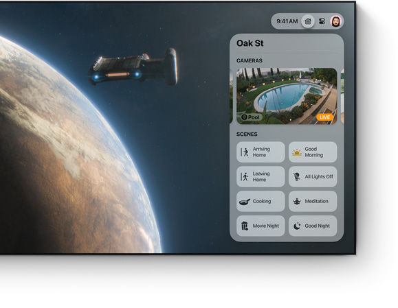 平面電視上的 Apple TV 4K 控制中心用户介面