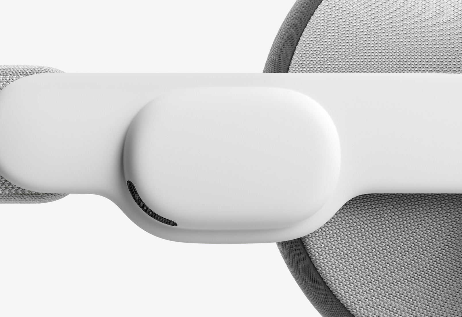 Apple Vision Pro 側面特寫，展示右耳旁的音訊帶