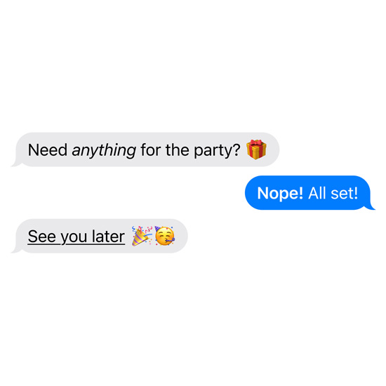 示範在 iMessage 中為字詞和表情符號套用動畫效果