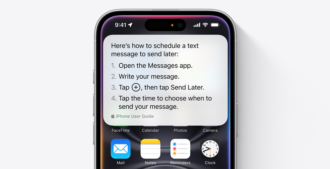 Siri 彈出文字，提供用户所需的資訊。