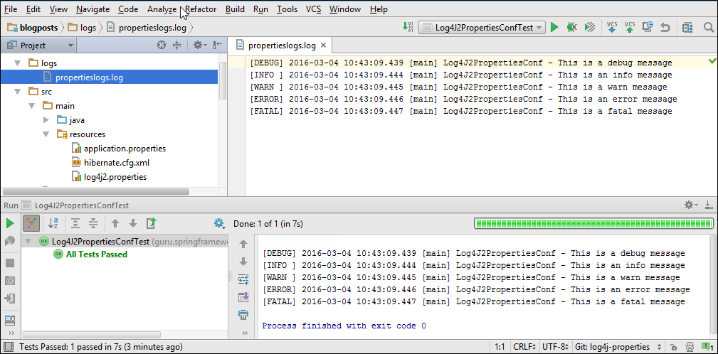 Log4J 2 Output in IntelliJ