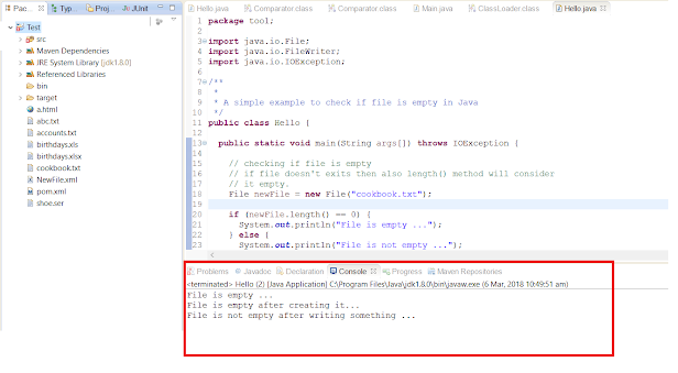 How to check if a file is empty in Java? Example