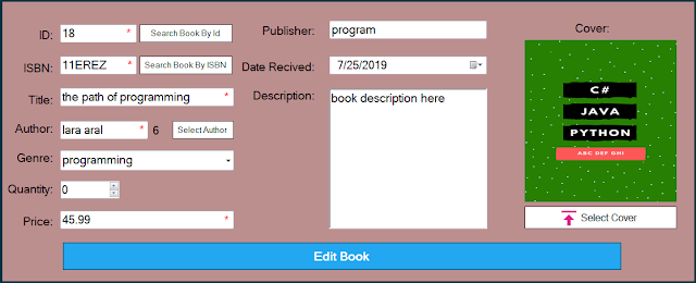 C# Library Management System Source Code - Edit Book