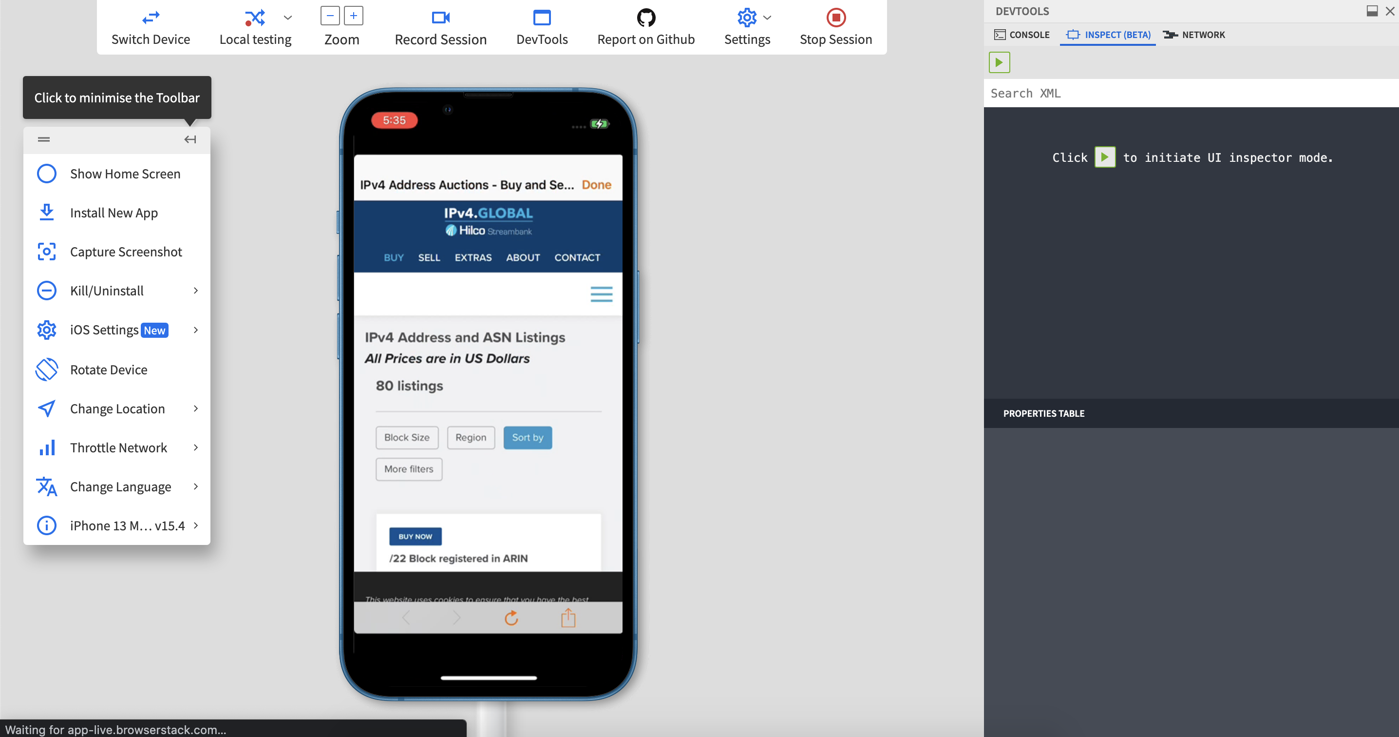 iOS UI testing