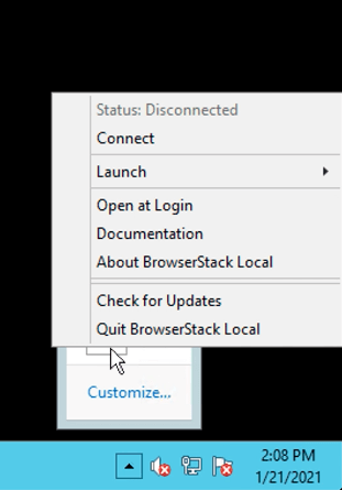 launch local testing in browserstack