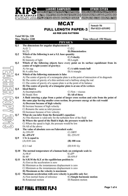 MCAT Full length paper 3 final