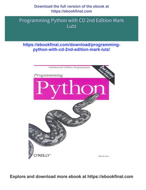 [FREE PDF sample] Programming Python with CD 2nd Edition Mark Lutz ebooks