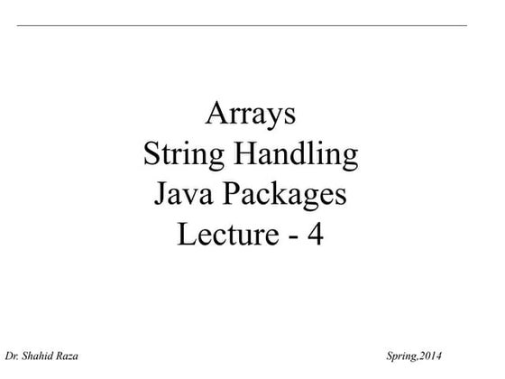 Arrays string handling java packages
