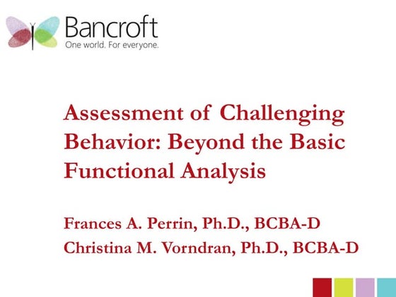 Bancroft | Assessment of Challenging Behavior: Beyond the Basic Functional Analysis at Autism NJ