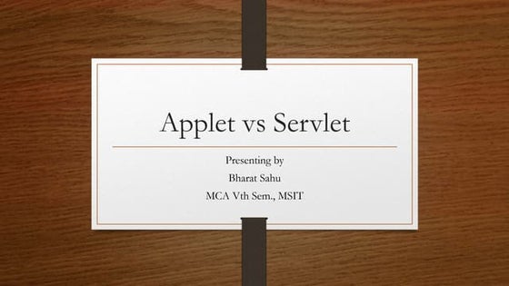 Applet Vs Servlet