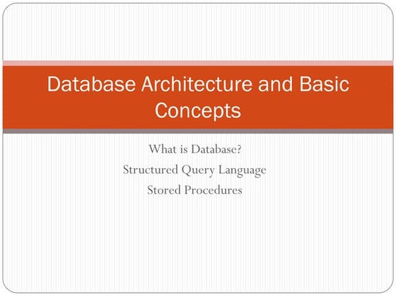 Database Architecture and Basic Concepts
