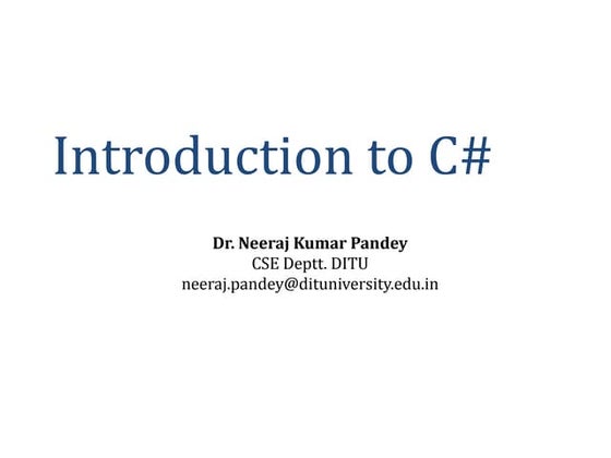 C# lecture 1: Introduction to Dot Net Framework