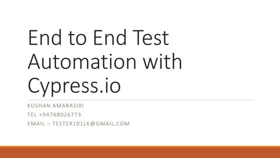 End to end test automation with cypress