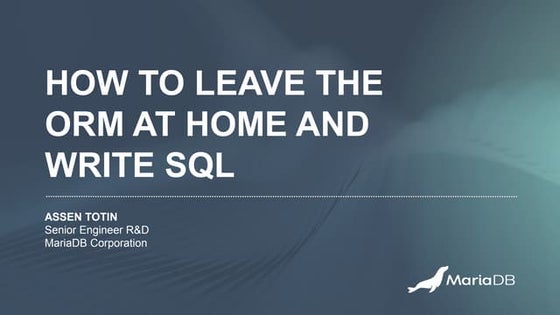 How to leave the ORM at home and write SQL