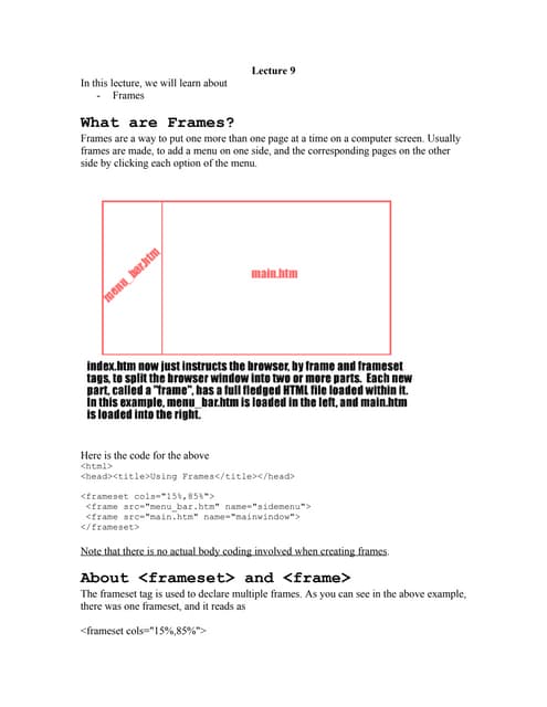 Html basics 8 frame