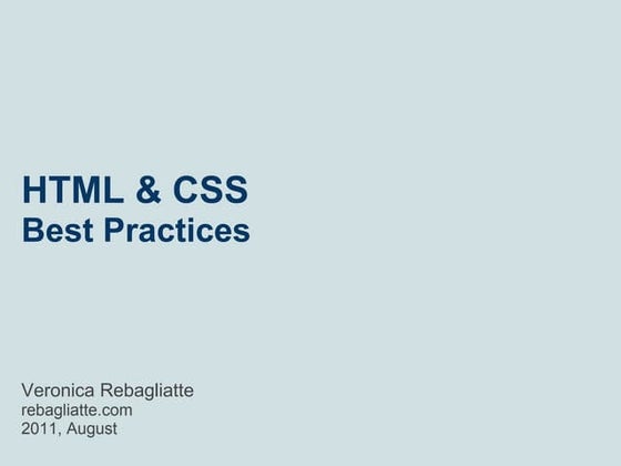 Html & CSS - Best practices 2-hour-workshop