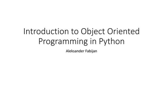 Introduction to OOP in Python