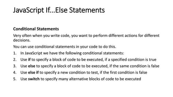 Javascript conditional statements
