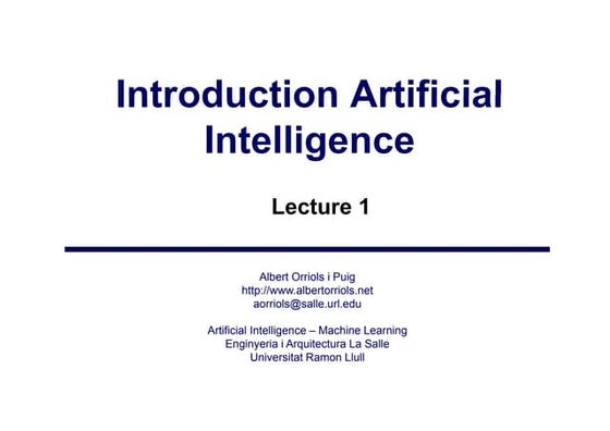 Lecture1 AI1 Introduction to artificial intelligence
