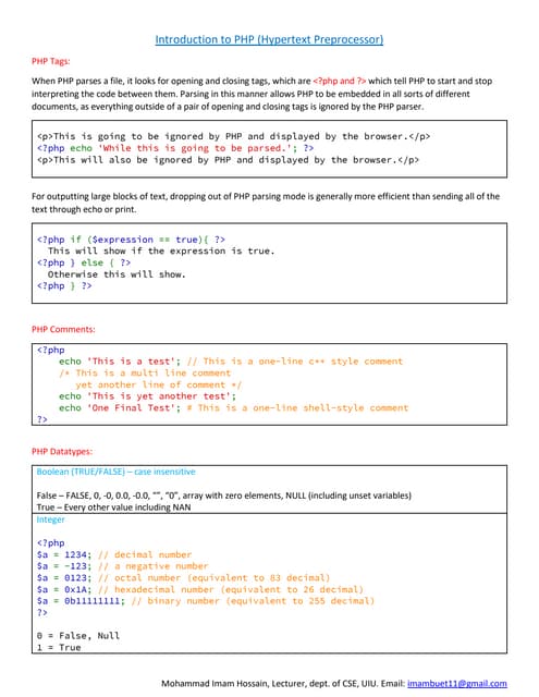 Web 8 | Introduction to PHP
