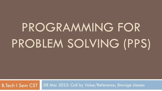 C Programming Storage classes, Recursion