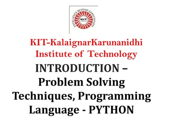 Introduction to Problem Solving Techniques- Python