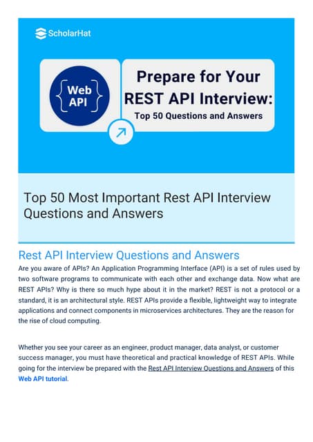 Rest API Interview Questions PDF By ScholarHat