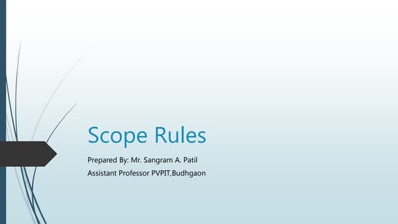 Scope rules : local and global variables