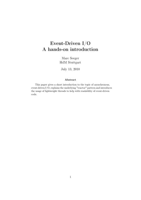 Eventdriven I/O - A hands on introduction