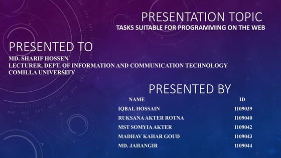 Tasks suitable for programming on the web