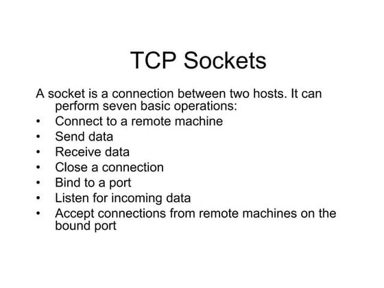 Tcp sockets