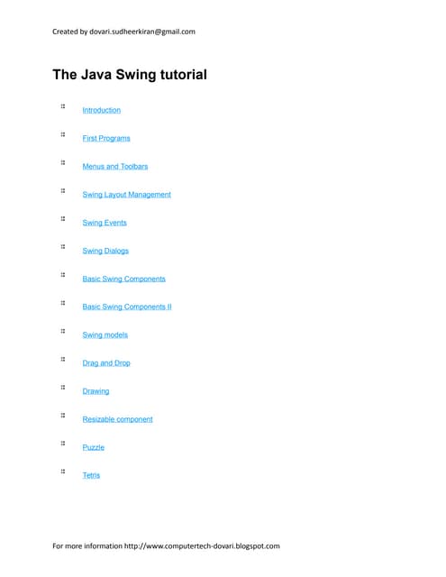 The java rogramming swing _tutorial for beinners(java programming language)