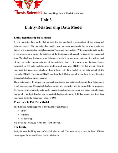 Entity-Relationship Data Model in DBMS