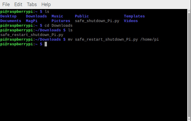 using a command in the terminal move python file to a different location
