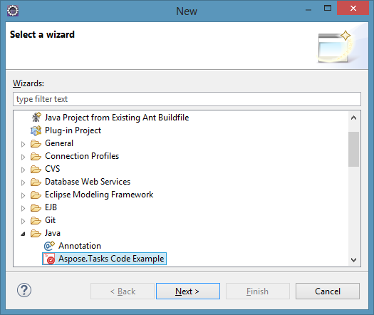 Aspose.Tasks for Java Code Ejemplo One