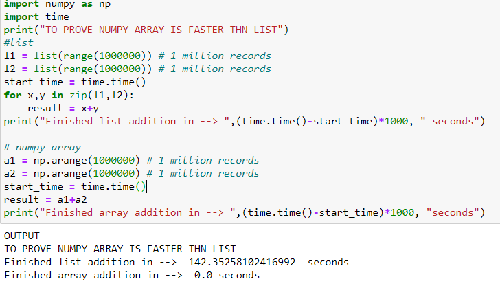 numpy code