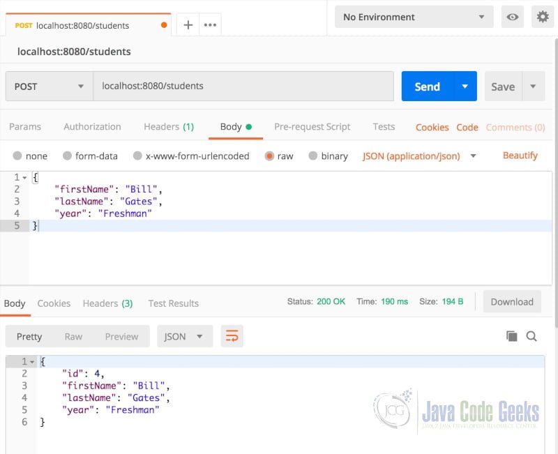 Spring Boot JPA MySQL - Add a Student