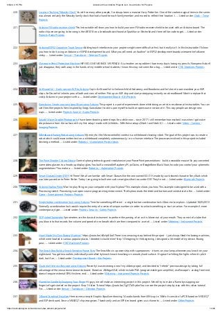 9/6/22, 2:15 PM Advanced View Arduino Projects List - Use Arduino for Projects
https://duino4projects.com/advanced-view-arduino-projects-list/ 14/49
220. Location Tracking “Weasley Clock” As with so many other people, I've always been a massive Harry Potter fan. One of the coolest magical items in the series
was almost certainly the Weasley family clock that had a hand for each family member, and moved to reflect their location. I…... Listed under: Clock – Timer
Projects
221. Arduino FM radio receiver shield This Instructable will show you how to build your own FM radio receiver shield to be used with an Arduino board. The
radio chip we are going to be using is the AR1010 on a breakoutboard found at Sparkfun or Electrokit and there will be code to get…... Listed under:
Projects, Radio Projects
222. Arduino/ESP32 Capacitive Touch Sensor Adding touch interfaces to your projects might seem difficult at first, but it really isn't. In this Instructable I'll show
you how to do it using an Arduino or ESP32 development board. What you will need: an Arudino* or ESP32 development boarda wiresome tinfoilsome
sticky…... Listed under: Sensor – Transducer – Detector Projects
223. Classroom Pencil Protection Machine HEY KID, GIVE ME BACK MY PENCIL! As a teacher, one problem I face every day is losing my pencils. Now pencils don't
just disappear, they walk away in the hands of my middle school students. I know this may not seem like a big…... Listed under: CNC Machines Projects
224. ArrDrownHo! – Easily convert AVR to Arduino Cap'n ArrDrownHo! is the lovechild of Ardweeny and Boarduino and he's here to commandeer your AVR
ships. ArrDrownHo! inherits pros of both and cons of neither. Pick up an AVR chip and start prototyping instantly on a breadboard! Want to replace that
costly Arduino in your project with a…... Listed under: Development Board – Kits Projects
225. Kaosduino: Create your own kaosillitaor using Arduino This project is a part of experiments done while doing an artist in residence at Instructables. You can
see the other projects here. Inspired by Korgs Kaossilator I took it upon myself to build an opensource version of it. This way people can design new
ways…... Listed under: Projects, Sound – Audio Projects
226. Splash! Water Droplet Photography I have been shooting water drops for a while now.... since 2017. I still remember how excited I was when I got water
drops bounce from the surface with my first setup I made with Littlebits... With these setups (Mark I and Mark II) I…... Listed under: Video – Camera –
Imaging Projects
227. Whiteboard Erasing Robot using Arduino My entry for the Microcontroller contest is a whiteboard cleaning robot. The goal of this project was to create a
robot which could erase written text on a whiteboard completely autonomously, i.e. no human interface. The processes involved in this project included
devising a method…... Listed under: Robotics – Automation Project Ideas
228. The Point Shooter Cyborg Mouse Control cyborg technology and revolutionize your PowerPoint presentations - build a wearable mouse! So you converted
some video glasses to a heads-up display glass. You built a wearable Raspberry Pi, pcDuino, or BeagleBone Black. Now, how do you control your cybernetic
augmentations? You make a…... Listed under: Robotics – Automation Projects
229. Smart Glasses(Under $10!!!) Hi There! We all are familiar with Smart Glasses like the one named E.D.I.T.H. made by our beloved character Tony Stark which
was later passed on to Peter Parker. Today I am going to built one such smart glass that too under $10! They're not…... Listed under: Bluetooth Projects
230. Arduino Esplora Pong Want to play Pong on your computer with your Esplora? This example shows you how. This example is designed to be used with a
Processing sketch. Processing is an open source programming environment. The Esplora reads the slider and buttons and sends data to the…... Listed under:
Game – Entertainment Projects, Projects
231. Single button combination lock using Arduino Time for something different  - a single button combination lock. Allow me to explain… Updated 18/03/2013
Normally a combination lock would require the entry of a series of unique numbers in order to unlock something or start an action. For example: A more
contemporary type…... Listed under: Projects, Security – Safety Projects
232. 3D Printed Spirometer Spirometers are the classical instrument to perform the parsing of air as it is blown out of your mouth. They consist of a tube that
you blow into that records the volume and speed of one breath which are then compared to a set of…... Listed under: Metering – Instrument Projects
233. How I Made My Own Boxing Machine? https://youtu.be/xl0zlpLf4oA There is no amazing story behind this project - I just always liked the boxing machines,
which were located in various popular places. I decided to build mine! Step 1: Designing In the beginning, I designed a 3d model of my device. Boxing
pear,…... Listed under: CNC Machines Projects
234. The Knock Box: Build a Knock-Sensitive Power Strip The Knock Box is a power strip with superpowers - it turns on your lamp whenever you knock on your
nightstand. You get two outlets, individually controlled by knock-knock-knocking on a nearby hard surface. It's great for hitting the lights when it's pitch
dark, but if an…... Listed under: Development Board – Kits Projects
235. Quasi real-time oscilloscope using Arduino Recently I was reviewing one of my oldest project, and decided to “refresh” previous design by taking full
advantage of the new arduino Leonardo board.  Based on AtMega32U4, which include PGA (programmable gain amplifier), oscilloscope’s  analog front end
doesn’t require external OPA this time, end…... Listed under: Metering – Instrument Projects, Projects
236. Flame the Candle by Snapping Your Finger Hi guys, we will make an interesting project in this project. We will try to make a flame by snapping our
finger.Let's get started on the project. Step 1: Video Tutorial https://youtu.be/Cg31TzChpbw You can see the project step by step with this video tutorial.
For…... Listed under: Sensor – Transducer – Detector Projects
237. 14band Graphical Equalizer Here comes a simple Graphic Equalizer showing 14 audio bands from 60Hz up to 16kHz. It consist of a PCB based on MSGEQ7
and ESP dev board. Since a MSGEQ7 chip recognizes 7 bands only and an ESP dev board gives us a chance to…... Listed under: Other Projects
 