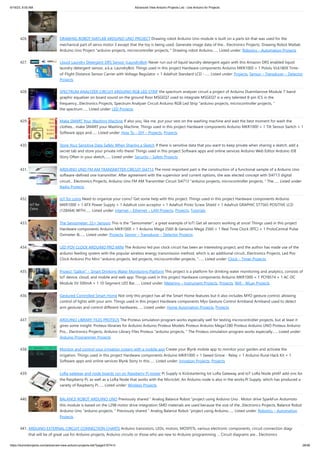 6/19/23, 8:55 AM Advanced View Arduino Projects List - Use Arduino for Projects
https://duino4projects.com/advanced-view-arduino-projects-list/?page31074=3 28/58
426. DRAWING ROBOT MATLAB ARDUINO UNO PROJECT Drawing robot Arduino Uno module is built on a parts kit that was used for the
mechanical part of servo motor 3 except that the toy is being used. Generate image data of the... Electronics Projects, Drawing Robot Matlab
Arduino Uno Project "arduino projects, microcontroller projects, " Drawing robot Arduino…... Listed under: Robotics – Automation Projects
427. Liquid Laundry Detergent DRS Sensor (LaundryBot) Never run out of liquid laundry detergent again with this Amazon DRS enabled liquid
laundry detergent sensor, a.k.a. LaundryBot. Things used in this project Hardware components Arduino MKR1000 × 1 Pololu VL6180X Time-
of-Flight Distance Sensor Carrier with Voltage Regulator × 1 Adafruit Standard LCD -…... Listed under: Projects, Sensor – Transducer – Detector
Projects
428. SPECTRUM ANALYZER CIRCUIT ARDUINO RGB LED STRIP the spectrum analyzer circuit a project of Arduino Duemilanove Module 7-band
graphic equalizer on board sound on the ground floor MSGEQ7 used to integrate MSGEQ7 is a very talented 8-pin ICS in the
frequency...Electronics Projects, Spectrum Analyzer Circuit Arduino RGB Led Strip "arduino projects, microcontroller projects, "
the spectrum…... Listed under: LED Projects
429. Make SMART Your Washing Machine If also you, like me, put your vest on the washing machine and wait the best moment for wash the
clothes... make SMART your Washing Machine. Things used in this project Hardware components Arduino MKR1000 × 1 Tilt Sensor Switch × 1
Software apps and…... Listed under: How To – DIY – Projects, Projects
430. Store Your Sensitive Data Safely When Sharing a Sketch If there is sensitive data that you want to keep private when sharing a sketch, add a
secret tab and store your private info there! Things used in this project Software apps and online services Arduino Web Editor Arduino IDE
Story Often in your sketch,…... Listed under: Security – Safety Projects
431. ARDUINO UNO FM AM TRANSMITTER CIRCUIT SI4713 The most important part is the construction of a functional sample of a Arduino Uno
software-defined one transmitter. After agreement with the supervisor and current options, she was elected concept with SI4713 digital
circuit... Electronics Projects, Arduino Uno FM AM Transmitter Circuit SI4713 "arduino projects, microcontroller projects, " The…... Listed under:
Radio Projects
432. IoT for coins Need to organize your coins? Get some help with this project. Things used in this project Hardware components Arduino
MKR1000 × 1 ATX Power Supply × 1 Adafruit coin acceptor × 1 Adafruit Proto Screw Shield × 1 Adafruit GRAPHIC ST7565 POSITIVE LCD
(128X64) WITH…... Listed under: Internet – Ethernet – LAN Projects, Projects, Tutorials
433. The Sensometer: 22+ Sensors This is the "Sensometer", a great example of IoT! Get all sensors working at once! Things used in this project
Hardware components Arduino MKR1000 × 1 Arduino Mega 2560 & Genuino Mega 2560 × 1 Real Time Clock (RTC) × 1 ProtoCentral Pulse
Oximeter &…... Listed under: Projects, Sensor – Transducer – Detector Projects
434. LED POV CLOCK ARDUINO PRO MINI The Arduino led pov clock circuit has been an interesting project, and the author has made use of the
arduino feeding system with the popular wireless energy transmission method, which is an additional circuit...Electronics Projects, Led Pov
Clock Arduino Pro Mini "arduino projects, led projects, microcontroller projects, "…... Listed under: Clock – Timer Projects
435. Project “Gallon” – Smart Drinking Water Monitoring Platform This project is a platform for drinking water monitoring and analytics, consists of
IoT device, cloud, and mobile and web app. Things used in this project Hardware components Arduino MKR1000 × 1 PCF8574 × 1 AC-DC
Module 5V 500mA × 1 10 Segment LED Bar…... Listed under: Metering – Instrument Projects, Projects, Wifi - WLan Projects
436. Gestured Controlled Smart Home Not only this project has all the Smart Home features but it also includes MYO gesture control, allowing
control of lights with your arm. Things used in this project Hardware components Myo Gesture Control Armband Armband used to detect
arm gestures and control different hardwares…... Listed under: Home Automation Projects, Projects
437. ARDUINO LIBRARY FILES PROTEUS The Proteus simulation program works especially well for testing microcontroller projects, but at least it
gives some insight. Proteus libraries for Arduino Arduino Proteus Models Proteus Arduino Mega1280 Proteus Arduino UNO Proteus Arduino
Pro... Electronics Projects, Arduino Library Files Proteus "arduino projects, " The Proteus simulation program works especially…... Listed under:
Arduino Programmer Projects
438. Monitor and control your irrigation system with a mobile app Create your Blynk mobile app to monitor your garden and activate the
irrigation. Things used in this project Hardware components Arduino MKR1000 × 1 Seeed Grove - Relay × 1 Arduino Rural Hack Kit × 1
Software apps and online services Blynk Story In this…... Listed under: Irrigation Projects, Projects
439. LoRa gateway and node boards run on Raspberry Pi power Pi Supply is Kickstartering Iot LoRa Gateway and IoT LoRa Node pHAT add-ons for
the Raspberry Pi, as well as a LoRa Node that works with the Micro:bit. An Arduino node is also in the works.Pi Supply, which has produced a
variety of Raspberry Pi…... Listed under: Wireless Projects
440. BALANCE ROBOT ARDUINO UNO Previously shared “ Analog Balance Robot “project using Arduino Uno . Motor drive SparkFun Ardumoto
this module is based on the L298 motor drive integration SMD materials are used because the size of the...Electronics Projects, Balance Robot
Arduino Uno "arduino projects, " Previously shared “ Analog Balance Robot “project using Arduino…... Listed under: Robotics – Automation
Projects
441. ARDUINO EXTERNAL CIRCUIT CONNECTION CHARTS Arduino transistors, LEDs, motors, MOSFETs, various electronic components, circuit connection diagrams
that will be of great use for Arduino projects, Arduino circuits or those who are new to Arduino programming … Circuit diagrams are... Electronics
 