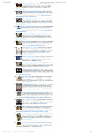 10/18/23, 10:21 AM Advanced View Arduino Projects List - Use Arduino for Projects
https://duino4projects.com/advanced-view-arduino-projects-list/?page31074=5 32/51
519. Lilypad Arduino Rocket Ship Cape I am taking a Children and Technology course for
my MLS this semester, and one of our assignments is to create a toy using the
LilyPad Arduino development board. The LilyPad Arduino is used to create e-
textiles that you can program to do various things.…... Listed under: Home
Automation Projects
520. Web-controlled Twittering Roomba using an Arduino I wanted to see if I could
operate my Roomba remotely and get it to report its status via Twitter while I was
away from home. I also wanted to make the device independent of a computer.
This is the solution I came up with…... Listed under: Internet – Ethernet – LAN
Project Ideas, Projects, Robotics – Automation Projects
521. DIY Arduino Nebulophone Synth I originally wanted to purchase a Nebulophone
but, my El-Cheapo price range didn't like the tag. I realized that I could program
my own AtMega 328 by using ArduinoISP Then I found out that if the code was
Arduino compatible, why not just use the…... Listed under: How To – DIY – Projects,
Phone Projects, Projects
522. Make An Social Alarm Clock Using Arduino What it is: Sometimes we want to send
special messages to the ones we love but they are sleeping. Soci Alarm Clock
allows you to record a message from your browser and send to your beloved’s
alarm clock. They just have to put it near…... Listed under: Clock – Timer Projects,
Home Automation Projects
523. Cookies adminitrator box [Electronics only] using arduino At home the cookies
disappear relatively fast. ¿Why? Well, principally because of me and my father.
That's why my mother and my sister have to hide some to eat them later. It's
embarrassing, I know, but it's because we are like "Oh, I want to…... Listed under:
Home Automation Projects
524. Arduino Fart-O-Meter OH NO! He didn't! Yes I did! My project is simple: Farting in a
chair and sending the signal wirelessly to a panel that shows the intensity of the
fart! Words of caution: Please do not force yourself to fart, you might shit in
your…... Listed under: Metering – Instrument Projects, Projects
525. One Touch Wardrobe using an Arduino I use Arduino Duemilanove With Motor
Driver Shield Microcontroller ATmega168 Operating Voltage 5V Input Voltage
(recommended) 7-12V Input Voltage (limits) 6-20V Digital I/O Pins 14 (of which 6
provide PWM output) Analog Input Pins 6 DC Current per I/O Pin 40 mA DC
Current for…... Listed under: Home Automation Projects, Projects, Sensor –
Transducer – Detector Projects
526. Controlling an LED using a switch Concepts So you know what a switch is, but what
can you do with it? One of the uses of a switch is to tell the controller to
activate/deactivate different components. In this case we are going to use the
switch to turn on and…... Listed under: LED Projects
527. Nursery Rhyme Hat using arduino I created the Nursery Rhyme Hat for a class on
youth and technology. I'm new to instructables and e-textiles, so please bear with
me! This is the first time I have used the Lilypad Arduino or any kind of soft circuit
technology, so my coding…... Listed under: Home Automation Projects
528. Rainbow Mega Pong Clock using Arduino This is my take on the clasic Pong clock
with an RGB back light that changes every time the date is displayed. A big thanks
to mrnick1234567 and his http://www.instructables.com/id/Pong-Word-Clock/ I did
want the light to change randomly through the day but it made a mess of…... Listed
under: Clock – Timer Projects, Projects
529. Artist’s Machine Tutorial 1 Part One Materials needed for tutorial Working BBB,
RBBB, Arduino, or other Arduino compatible (BBB shown in photos) Solderless
breadboard 22 gauge solid wire for use with breadboard 3 6mm momentary
switches 8 LED's, any color 8 1k resistors, (470 ohm or 220…... Listed under: Video –
Camera – Imaging Projects
530. LilyPad Arduino e-Reader Case For a youth and technology class, we were assigned
the creation of an Arduino LilyPad project. I liked the idea of connecting the
LilyPad project to literacy, so I chose to make a Kindle case that would play music
[Hedwig’s Theme from the Harry Potter…... Listed under: How To – DIY – Projects
531. NESBot: Arduino Powered Robot beating Super Mario Bros for the NES This guide
will take you through the steps to build an NES playing robot You will need: An
Arduino Duemilanove (other boards will probably work, but you will have to adjust
the steps for your device) Working NES Console Super Mario Bros. (Note: this
must…... Listed under: Game – Entertainment Projects, Projects, Robotics – Automation Projects
532. Arduino V-Twin Flux Capacitor I SHALL CALL HIM " PEE-WEE " Personal Electronics
Entertainment With Embedded Education. Basically a project that is fun and I learn
a hole lot of stuff from it. . This project started out as just a small robot so I could
learn more about…... Listed under: Robotics – Automation Projects
533. Tweeting Cat Door using an Arduino Note: to see everything on one page, please
go to: www.tweetingcatdoor.com After receiving many emails requesting
Instructions and Kits for building the "Tweeting Cat Door ", I decided to make a
version that is stand-alone and doesn't need a computer to be run and that…...
Listed under: Home Automation Projects, Internet – Ethernet – LAN Projects, Projects
534. The Photometric Camera and the CCDs The Photometric System The photometric
camera for the SDSS consists of two TDI scanning CCD arrays, one, using 30
Tektronix/SITe 2048 x 2048 CCDs in a 5 by 6 array for five-color photometry, and
the other using 24 2048 x 400 chips for astrometry and…... Listed under: Video –
Camera – Imaging Projects
535. Mechanical Led Matrix Display First of all we would like to thank everybody that
helped organizing the 2nd edition of Arduino Jam, and especially the Jo3ri, who
supplied us with some quite cool goodies and kept us safe during the weekend.
(Video will come soon!) This project is a…... Listed under: LCD Projects
 