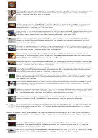 180. The UCube: Design & Print 3D Objects by flipping switches
This instructable goes through how to design and print a variety of 3D models using a system called
the 'UCube'. Note:  I would love to eventually publish detailed instructions on how to make your own UCube, but since the design is still changing and
improving,…... Listed under: Interfacing(USB – RS232 – I2c -ISP) Projects
181. Open Source Hearing Impaired Alarm Clock using Arduino
Activities of daily living (ADL) are self-care activities that are usually taken for granted, since as the
name implies they are performed on a daily basis. If you have ever ended up in a cast, or on crutches you can empathize how menial daily activities can
suddenly be very difficult to…... Listed under: Clock – Timer Projects, Projects
182. DIY Mod an Omnibot 80’s Robot with Voice, Camera, Servos, Bluetooth
*Check back for more updates on this build 🙂 So, have you heard of the Omnibot? Well!
Any kid from the 80's will remember how amazing this robot was. For you young kids, this robot was released in the early 80's by Tomy. The robot…... Listed
under: Internet – Ethernet – LAN Projects, Motor Projects, Robotics – Automation Projects, Video – Camera – Imaging Projects
183. Tag Archives: arduino speaking clock
How to: Speaking Clock Hello 🙂 Setup and Procedure The wave shield is interfaced with the Arduino Mega 2560 as
normal. A couple of pins were remapped because the wave shield was initially made for a different device. The DAC pins were remapped to pins 22,23,24…...
Listed under: Clock – Timer Project Ideas
184. LED Calculator with Rotary Quadrature Encoder for Target System Voltage Selection using Arduino
I’m still working on the LED calculator (original idea and most
recent work) — I’ve finally got ’round to adding a rotary encoder to set the target system voltage. Now you can turn the potentiometer to set the LED brightness,
turn the rotary encoder to set what…... Listed under: Calculator Projects, LED Projects, Projects
185. Arduino Lens Controller – Synchronized Zoom/Focus with Wii Classic Controller
My Lumix GH2 Micro Four Thirds camera not only shoots fantastic high
definition videos, but with inexpensive adapters I can use it with older manual lenses that are cheap and often very high quality. I shoot a lot of performance
videos for my daughter's dance studio, and I…... Listed under: Video – Camera – Imaging Projects
186. Sensing Squeeze using Arduino
I’m researching squeeze sensing as a mode of tactile interface. Here I will cover the process of developing a squeezeable sensor
and the firmware/software concerns associated with interpreting the data from the sensor. This fulfills the “sensor project” for my class called Computational
Principles in…... Listed under: Projects, Sensor – Transducer – Detector Projects
187. S.A.M. Spring Aided Machining (CNC with adhesive remover)
S.A.M. Spring Aided Machining (CNC with solvent) is a school project designed by three architecture
students at CCA, San Francisco: Matt Boeddiker, Abelino Robles, and Tim Henshaw-Plath. (www.cca.edu) The machine is capable of rapidly prototyping and
creating subtractive formwork that can be used to cast…... Listed under: CNC Machines Projects
188. A Beginner’s guide to making an Arduino Shield PCB
(This tutorial has gotten really popular recently, and I’m very pleased that so many people are interested. I
learned all of this stuff while working on my first PCB. If you’re interested, I’ve started to sell the most recent version of my Arduino ProtoShield. If…... Listed
under: Development Board – Kits Projects
189. Arduino Color Sensor
Here we will be learning how to make a color sensor. my model consists of three cardboard compartments containing an LED - one red,
one blue, and one green - and an OP550B phototransistor. The LED's shine simultaneously on a solid colored card. The phototransistors…... Listed under:
Sensor – Transducer – Detector Projects
190. Cat Repelling PIR motion sensor (covert) speaker box alarm using Arduino
This is a PIR motion sensor device that works with the arduino uno. In order to make
it covert enough to be placed in multiple settings and portable enough to fit most places, I decided to make the case for it appear as a speaker. The inspiration
for…... Listed under: Projects, Security – Safety Projects, Sensor – Transducer – Detector Projects, Sound – Audio Projects
191. Arduino MIDI Volume Pedal
I’m playing keyboards this fall in another rock concert to benefit the high school robotics team, and for some of the tunes I need to
be able to fade an organ in and out over a period of a measure or two. My keyboards are…... Listed under: Projects, Sound – Audio Projects
192. Arduino Stepper Motor Control
Hardware Preparation Stepper Motor Driver Board Arduino Board (UNO) If you have purchased the Arduino Board from ZTW,
we have already uploaded the g-code library for you. If you are using your own Arduino Board, you can doawnload grbl Arduino library online and load it…...
Listed under: Motor Projects
193. Arduino Thermostat with TC74 sensor
Hello all! This is a quick guide on how to use an Arduino© to control whether a cooling fan and a heater is turned on depending on the
detected temperature from a TC74 Arduino sensor. This is for a final project for an Electronics class…... Listed under: Sensor – Transducer – Detector Projects
194. Geiger Counter with Touch Interface!
There are quite a few geiger counter instructables. The difference with this one is that I wanted to give it a modern
interface, similar to smart phone touch screens, that anyone would feel comfortable using. The reason for this is that I want to use it as…... Listed under:
Calculator Projects, Sensor – Transducer – Detector Projects
195. Digital Clock with Arduino and DS1307
In this article you will learn how to make a digital clock using Arduino and the DS1307 RTC IC. What is DS1307 IC actually?
Well, it is a Real Time Clock (RTC) IC that is simple to use, low cost and easy available. The IC…... Listed under: Clock – Timer Projects 
 