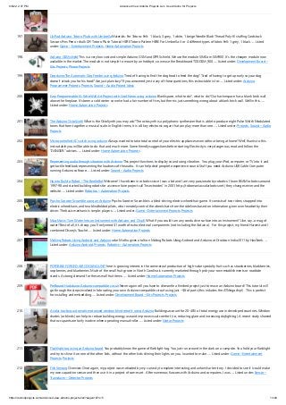 9/6/22, 2:37 PM Advanced View Arduino Projects List - Use Arduino for Projects
https://duino4projects.com/advanced-view-arduino-projects-list/?page31074=5 13/49
197. LilyPad Arduino Totoro Plush with Umbrella Materials: For Totoro: Felt:  1 black, 3 grey, 1 white, 1 beige Needle Black Thread Poly-fil stuffing Cardstock
Scissors Pins Pen or chalk DIY Totoro Plush Tutorial HERE Totoro Pattern HERE For Umbrella: 3 or 4 different types of fabric Felt: 1 grey, 1 black…... Listed
under: Game – Entertainment Projects, Home Automation Projects
198. Arduino GSM shield This is a very low cost and simple Arduino GSM and GPRS shield. We use the module SIMCom SIM900 . It’s the cheaper module now
avalaible in the market. The module is not simple to mount by an hobbyst, so we use the Breakboard TDGGSM_900…... Listed under: Development Board –
Kits Projects, Phone Projects
199. Dogduino:The Automatic Dog Feeder using Arduino Tired of having to find the dog food to feed the dog? Tired of having to get up early so your dog
doesn't attack you for his food? Are just plain lazy? If you answered yes to any of these questions, this instructable is for…... Listed under: Arduino
Programmer Projects, Projects, Sound – Audio Project Ideas
200. Easy Programmable EL-Wire Wall Art Project with Cool-Neon using arduino Blank space, what to do?, what to do? Our hackerspace has a blank brick wall
above the fireplace. It's been a cold winter so we've had a fair number of fires, but there is just something wrong about a blank brick wall. Well in this…...
Listed under: Home Automation Projects
201. The Arduino OctoSynth What is the OctoSynth you may ask? The octosynth is a polyphonic synthesizer that is able to produce eight Pulse Width Modulated
tones that form together a musical scale. In English terms, it is a 8 key electronic organ that can play more than one…... Listed under: Projects, Sound – Audio
Projects
202. Microcontrolled AC switch using arduino Always wanted to take total control of your electric appliances even without being at home? Well, thanks to this
instructable you will be able to do that and much more. Some friendly suggestions before starting: Electricity is very dangerous, read and follow the
"DANGER:" advices…... Listed under: Home Automation Projects
203. Representing audio through vibration with Arduino This project functions to display sound using vibration.  You plug your iPod, computer, or TV into it and
get tactile feedback representing the loudness of the audio.  It can help deaf people to experience sound. Stuff you need: Arduino USB Cable Computer
running Arduino software…... Listed under: Sound – Audio Projects
204. How to Build a Robot – The BeetleBot Welcome! I have been in robotics since I was a kid and I am very passionate by robotics. I learn BEAM robotics around
1997-98 and started building robots for a science faire project call "Insectroides" in 2001. http://robomaniac.solarbotics.net ( they change server and the
website…... Listed under: Robotics – Automation Projects
205. Psycho Scooter Scramble using an Arduino Psycho Scooter Scramble is a blind-driving electric wheelchair game. It consists of two riders, strapped into
electric wheelchairs, and two blindfolded pilots, who remotely control the wheelchairs from the sidelines based on information given over headset by their
driver. The basic mechanic is simple: players…... Listed under: Game – Entertainment Projects, Projects
206. Mug Music: Turn Water Into an Instrument with Arduino and ChucK What if you could turn any conductive surface into an instrument? Like, say...a mug of
water? Best of all, it's cheap; you'll only need $1 worth of extra electrical components (not including the Arduino).   For this project, my friend Harvest and I
combined Disney's Touché…... Listed under: Home Automation Projects
207. Making Robots Using Android and Arduino udar Muthu gives a talk on Making Robots Using Android and Arduino at Droidcon India 2011 by HasGeek.  ...
Listed under: Arduino Android, Projects, Robotics – Automation Projects
208. PORTABLE FORCED-AIR COOLING UNIT here is growing interest in the commercial production of high-value specialty fruit such as strawberries, blackberries,
raspberries, and blueberries. Much of the small fruit grown in North Carolina is currently marketed through pick-your-own establishments or roadside
stands. A strong demand for these small fruit items…... Listed under: Home Automation Projects
209. Perfboard Hackduino Arduino-compatible circuit Never again will you have to dismantle a finished project just to reuse an Arduino board! This tutorial will
go through the steps involved in fabricating your own Arduino-compatible circuit using just ~$8 of parts (this includes the ATMega chip!).  This is perfect
for installing and embedding…... Listed under: Development Board – Kits Projects, Projects
210. A solar tracking automatic motorized window blind retrofit using Arduino Buildings account for 20-40% of total energy use in developed countries. Window
shades (or blinds) can help to reduce building energy use and improve visual comfort (i.e., reducing glare and increasing daylighting). A recent study showed
that occupants are fairly inactive when operating manual roller…... Listed under: Motor Projects
211. Flashlight tag using an Arduino board You probably know the game of flashlight-tag. You just run around in the dark on a campsite. You hold your flashlight
and try to shine it on one of the other kids, without the other kids shining their lights on you. I wanted to make…... Listed under: Game – Entertainment
Projects, Projects
212. Fish Sensing Overview Once again, my project was motivated by my curiosity to explore interesting and unfamiliar territory.  I decided to see if I could make
my own capacitive sensor and then use it in a project of some sort.  After numerous fiascoes with Arduino and computers, I was…... Listed under: Sensor –
Transducer – Detector Projects
 