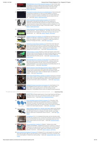 10/18/23, 10:57 AM Advanced View of Projects Raspberry Pi List - Raspberry PI Projects
https://projects-raspberry.com/advanced-view-of-projects-raspberry-pi-list/ 26/134
392. RPM & RGB Mod for 52pi Ice Tower Heatsink for Raspberry Pi 4 52pi ICE Tower makes
your Raspberry Pi 4 look like a beast but lacks fan and LEDs controls. I fixed that! The
coolest heatsink for Raspberry Pi 4 Improving the design of the 52pi ICE Tower
Heatsink https://youtu.be/_RA3F8sWsKM Some time ago I reviewed the ICE
Cooling…... Listed under: Feature, Other Projects
393. How to build a Coronavirus Chart and run on embedded devices A step-by-step guide
to connecting your application of a chart to an online database of coronavirus
information. Coronavirus has grown a lot globally, and a lot of public datasets have
shown up to provide live and historical information about the spread of the virus,
but…... Listed under: Medical - Health based Projects
394. COVID-19 TensorFlow DenseNet Classifier For Raspberry Pi 4 TensorFlow 2
implementation of DenseNet and the SARS-COV-2 Ct-Scan Dataset by our
collaborators, Plamenlancaster/LIRA. Introduction This project provides the source
codes and tutorial for running a COVID-19 detection system on a Raspberry Pi 4. This
project uses the trained model from Project 2 and has been modfied…... Listed under:
Medical - Health based Projects
395. Create a Minecraft Server for the Raspberry Pi 4 with balena If you want to host your
own Minecraft Server -- all from a Raspberry Pi -- this project is for you! How to create
a Minecraft Server for the Raspberry Pi 4 with balena If you want to host your own
Minecraft Server -- all…... Listed under: Internet - Ethernet - LAN Projects
396. Installation of GitLab CE on a Raspberry Pi 4 (4GB) Build your own GitLab server on a
Raspberry Pi 4 (4GB) Step 1: Install GitLab on a Raspberry Pi 4 Step 2: Configure the
GitLab server Installation of GitLab CE on a Raspberry Pi 4 (4GB) Install GitLab on a
Raspberry Pi 4Configure the GitLab…... Listed under: Other Projects
397. Smart Home IoT System Based on Raspberry Pi 4 A smart home system helps users
control household devices with web UI or Tmall Elf. (Author: Huang Hao, Wu Shu)
Thanks to the original writers Huang Hao and Wu Shu for their great support for this
article. https://youtu.be/dyO7J_TPmkU 1. Installing system for Raspberry with
integrated Home Assistant First of…... Listed under: Home Automation Projects
398. Hexabitz-Raspberry pi Interface Raspberry pi interface with Hexabitz modules which
make them useful for new brand projects This tutorial will walk through how to setup a
small demo project involving a Raspberry Pi 4, HF1R0x and H01R0x, H08R6x and
H0BR4x. By the end of this article, you will…... Listed under: Interfacing(USB - RS232 -
I2c -ISP) Projects
399. RGB-D SLAM With Kinect on Raspberry Pi 4 ROS Melodic It's not 2020 if you can't
build robots of doom out of scrap consumer electronics... (c)freenect Github issue
https://youtu.be/c5punaP01kU Last year I wrote an article about building and
installing ROS Melodic on new (at that time) Raspberry Pi with Debian Buster OS. The
article has received a…... Listed under: Other Projects
400. WhatsApp Halloween-Themed RFID Talking Doorbell w/ RGB Eyes Startle your guests
who do not have an entrance permit (RFID tag) and get notified w/ WhatsApp
messages without checking the door Despite the fact that making a hilarious yet
not deceitful joke with a jack-o'-lantern on Halloween night is not unobtrusive, I
decided…... Listed under: Phone Projects
401. Getting Started with ROS Melodic on Raspberry Pi 4 Model B In this post, you will learn
how to connect a LiDAR to your Raspberry Pi 4 Model B using ROS Melodic on Ubuntu
Desktop 18.04.3. The Robot Operating System (ROS) is a set of software libraries and
tools used to build robotic systems and applications.…... Listed under: Other Projects
402. MLX90640 IR Thermal Camera Working with Raspberry Pi 4 Using Raspberry Pi 4 to
drive MLX90640 IR Thermal Camera var I2C interface in order to detect calorific
objects. Want to detect something that can emit heat and figure out their
temperatures? The MLX90640 IR thermal camera can display the relative temperature
and shape of…... Listed under: Video - Camera - Imaging Projects
403. The Swear Bear Do you also swear too much? Don't worry, this artificial intelligence
powered, internet of things enabled swear jar is here to help! Introduction How does it
work? Well, it listens to your every word and detects profanity (AI). When caught, it
instantly tells on you…... Listed under: Game - Entertainment Projects
404. Acute Lymphoblastic Leukemia Classifier For Raspberry Pi 4 A Tensorflow 2 CNN
implementation for detecting Acute Lymphoblastic Leukemia on a Raspberry Pi 4.
Introduction This project is the classifier that is used in Acute the Lymphoblastic
Leukemia Detection System 2020. The network provided in this project was originally
created in ALL research papers evaluation…... Listed under: Other Projects
405. Usage of GitLab on Raspberry Pi 4 – Branches, Issues, Merge Usage of Issues, Branches
and Merge Requests with Git on your own GitLab server running on a Raspberry Pi 4
with 4GB! Usage of GitLab CE on a Raspberry Pi 4 (4GB) -Branches, Issues, Merge
Requests Create Issues on GitLabCreate a branch to solve an…... Listed under: Other
Projects
406. E-ink Dashboard This is a E-ink dashboard that provides real-time information pulled
from API using a Raspberry Pi Zero. I've always been interested in projects that provide
you real-time information from selected sources, seeing people doing smart mirror
projects made me want to do one for myself,…... Listed under: Development Board -
Kits Projects
407. Low cost Samba Server – Raspberry PI 4 Blueprint - Hardware choice-simple
installation with RASPBIAN - troubleshooting Introduction In looking for a solution to
management of my huge home data in many TB Terabyte, which my family members
have created from Home Computer, digital camera, smartphone and from internet
download, I have found…... Listed under: Internet - Ethernet - LAN Projects
408. Getting Started with the Raspberry Pi 4 Desktop Kit The Raspberry Pi 4 is a small, powerful mini computer, with
dual-screen 4K support, USB 3.0, a new CPU and GPU, and up to 4GB RAM. In this tutorial, you will learn how
to set up the Raspberry Pi 4 Model B and install everything…... Listed under: Interfacing(USB - RS232 - I2c -ISP)
Projects
This website uses cookies to improve your experience. We'll assume you're ok with this, but you can opt out if you wish. Check Privacy Policy
ACCEPT
 