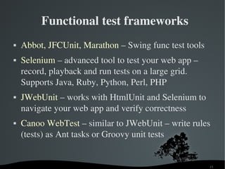 Agile Java Testing With Open Source Frameworks